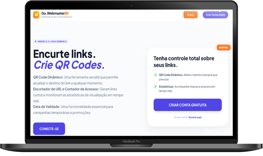 Go.webmasterBR Criador de QR Code e Encurtador de Link